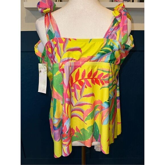 BECCA ETC Plus Size Costa Bella Tie-Strap Tankini Swim Top - Picture 4 of 5